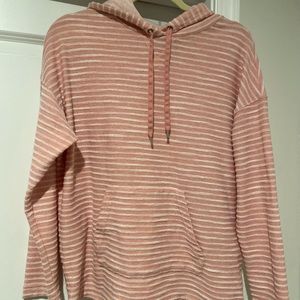 Chaps hooded pink striped sweatshirt